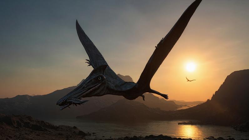 Ilustração de um pterossauro com um peixe na boca: ao longo da história da paleontologia fósseis de um já foram, por vezes, confundidos com os do outro, e aparentemente isso aconteceu novamente em pesquisa envolvendo cientistas brasileiros. Warpaint/Shutterstock