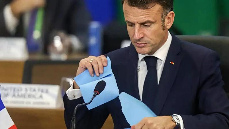 O Presidente da França Emmanuel Macron no durante cupula do G20 no MAM , centro Rio de Janeiro.