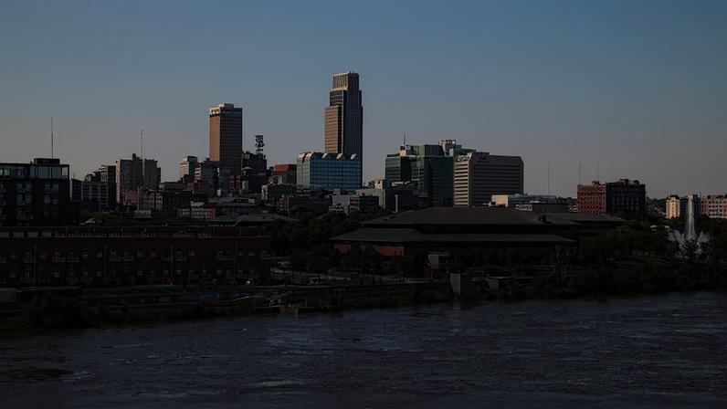 City of Omaha Nebraska Skyline on the Missouri River