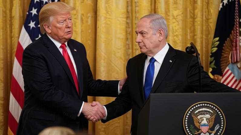 Trump cumprimenta Netanyahu durante entrevista coletiva na Casa Branca