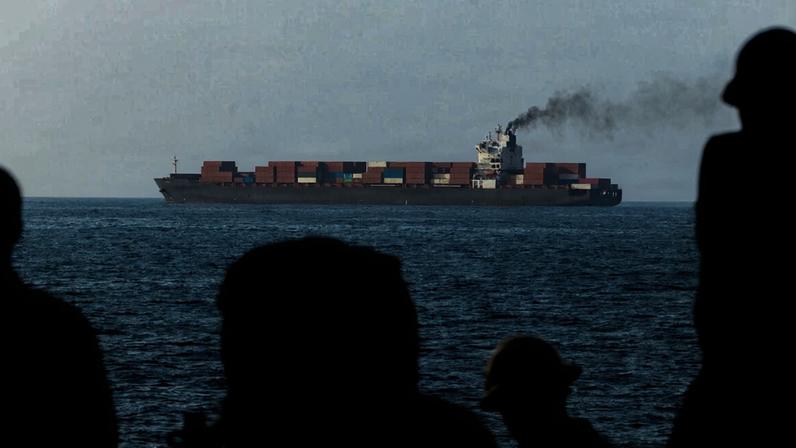 US forces patrol the Arabian Sea near the Touska cargo ship, on April 20.