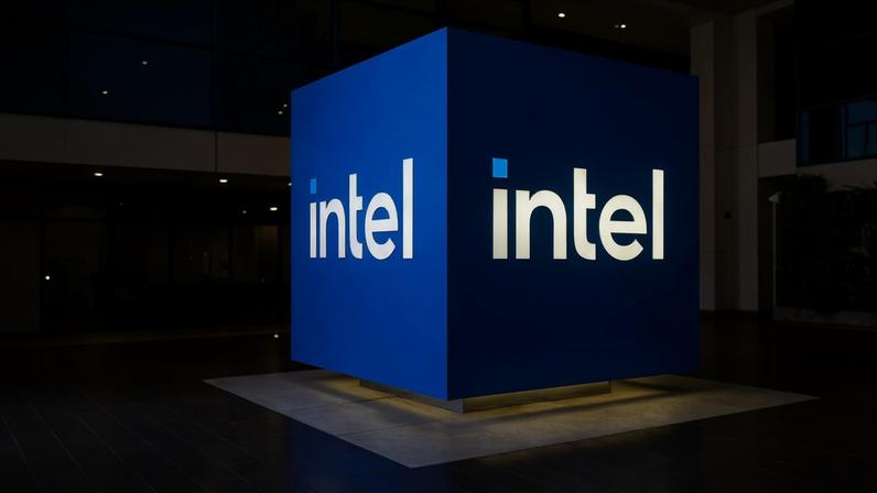 The Intel Corp. pavilion at MWC Barcelona 2026 in Barcelona.