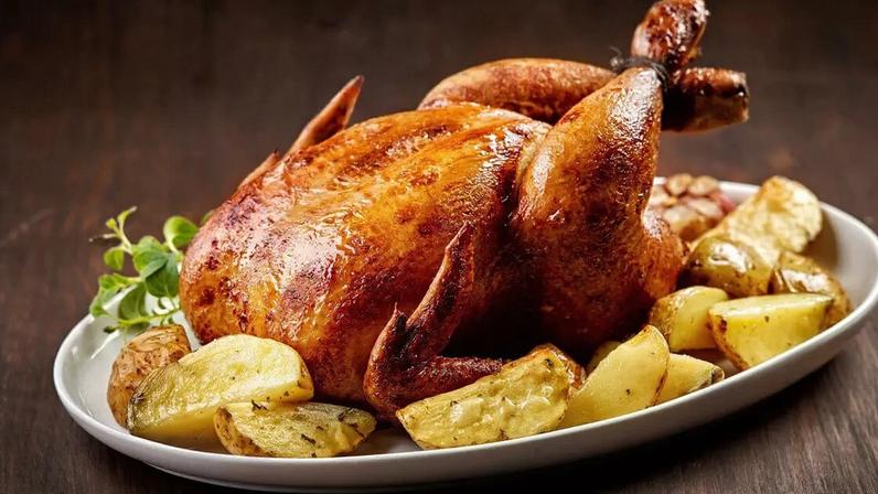 Frango assado com batata
