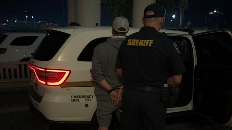 An image posted to Okaloosa county sheriff's office about a man arrested for threatening a mass shooting.