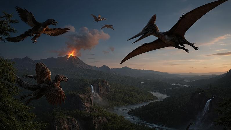 Muito antes dos pássaros dominarem os céus como hoje, o planeta já era habitado por diversas criaturas voadoras. Durante os períodos Jurássico e Cretáceo, surgiram tanto dinossauros que deram origem às aves quanto répteis alados que seguiram caminhos evolutivos diferentes.