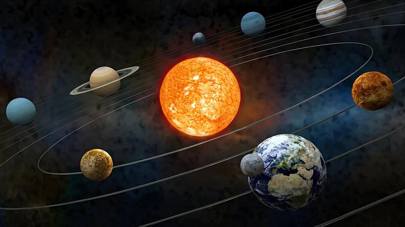 Ilustração do sistema solar.