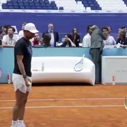 Filho de Nadal rouba a cena no Madrid Open ao jogar tênis com o pai