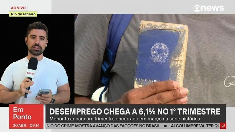 Desemprego 6,1% no 1º trimestre de 2026