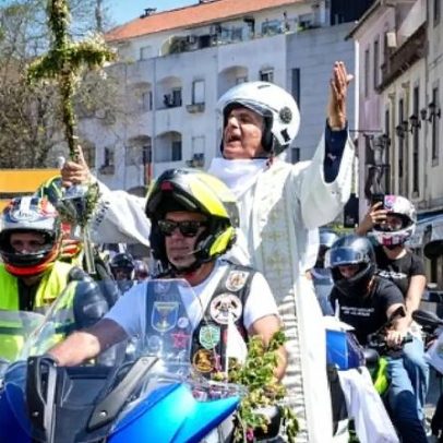 Centenas de motociclistas acompanham padre português na Páscoa sobre rodas