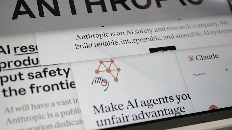 FILE - Pages from the Anthropic website and the company's logo are displayed on a computer screen in New York on Feb. 26, 2026.