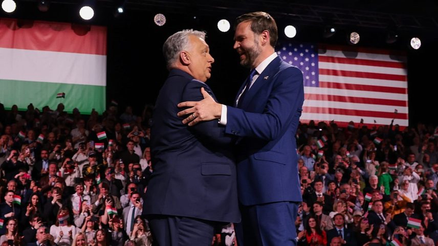 US Vice-president JD Vance with Viktor Orbán during a visit few days ahead of the Hungarian elections on on Sunday
