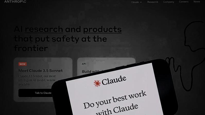 FILE - The Anthropic website and mobile phone app are shown in this photo, in New York, July 5, 2024.