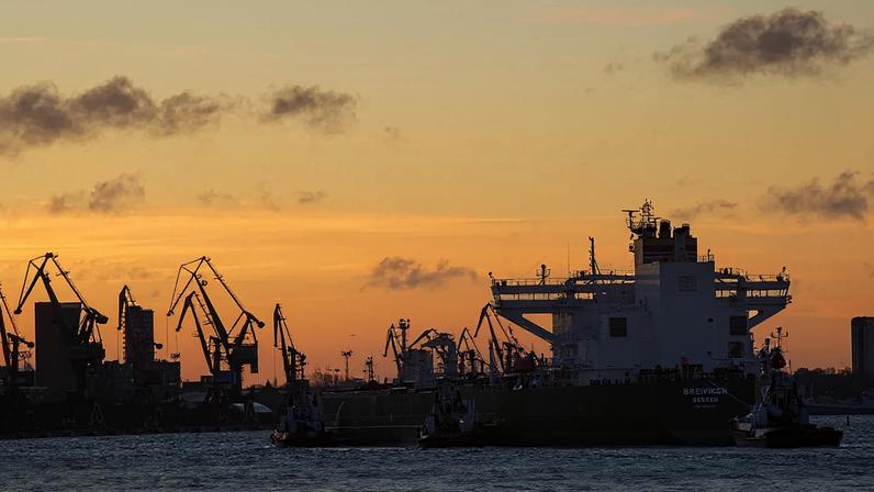 FILE-Norway's crude oil tanker Breiviken is escorted to the Klaipeda oil terminal in Klaipeda, Lithuania, Thursday, 23 January 2020.