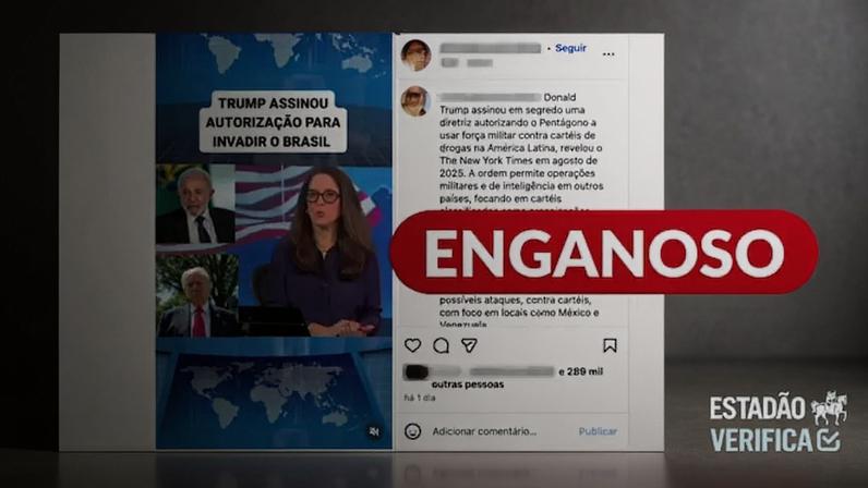 O Brasil não foi citado na notícia de que Trump assinou, em 2025, uma determinação para que o Pentágono começasse a usar a força militar contra cartéis de drogas latino-americanos.