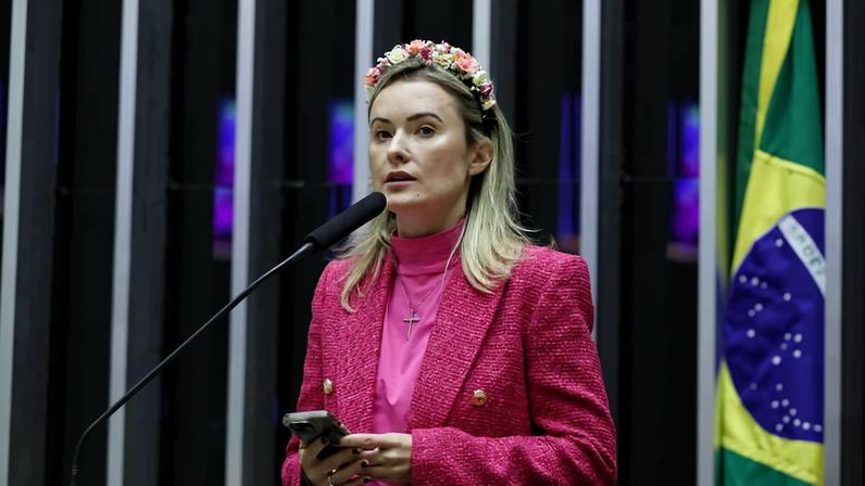 A deputada federal Júlia Zanatta (PL-SC) durante discurso no plenário da Câmara dos Deputados