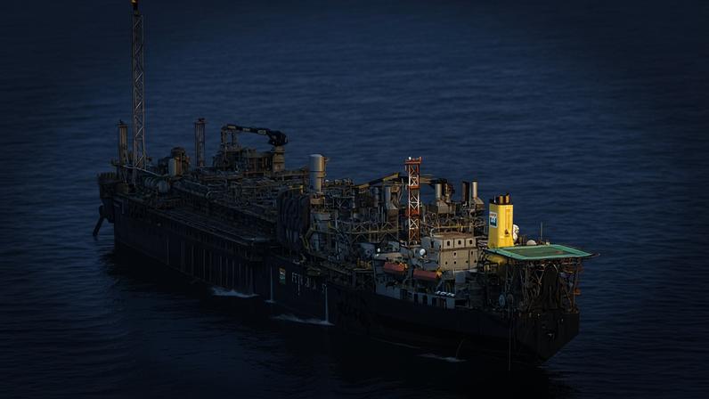 Plataforma de extração de petróleo da Petrobras no Espírito Santo