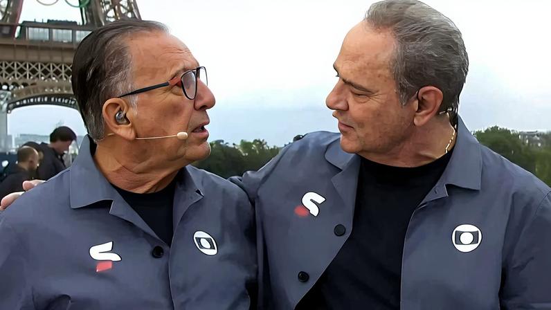 Galvão e Luís Roberto transmitiram na Globo a abertura dos Jogos Olímpicos de Paris em 2024