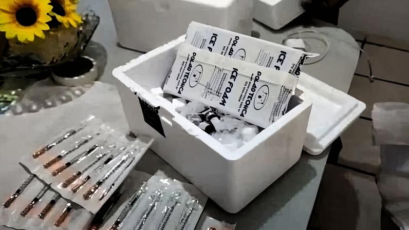 Frascos de tirzepatida e serigas apreendidas em casa de suspeita de roubo em Nilópolis, no Rio de Janeiro