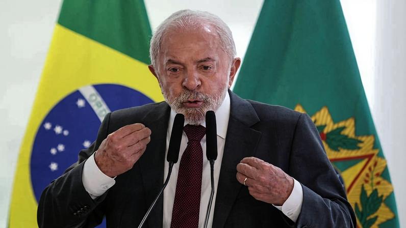 O presidente Luiz Inácio Lula da Silva (PT) em discurso no Palácio do Planalto