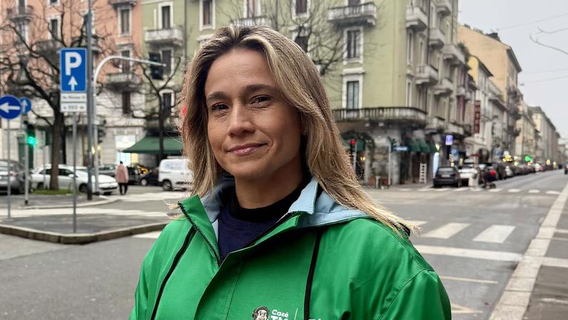 Fernanda Gentil em Milão, na Itália, onde cobriu as Olimpíadas de Inverno pela CazéTV