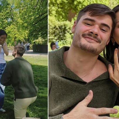 Filho de Fábio Assunção fica noivo após pedido no parque