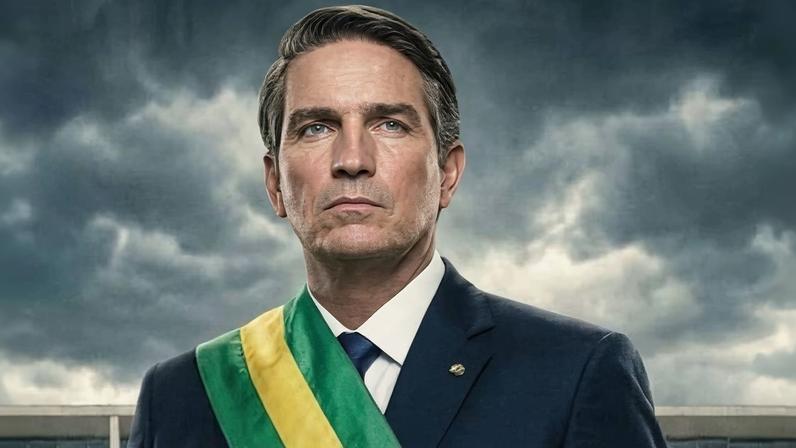 Jim Caviezel no pôster do filme 'Dark Horse', sobre a trajetória de Jair Bolsonaro