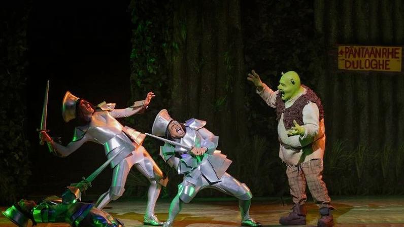 Tiago Abravanel em cena de 'Shrek', musical de Gustavo Barchilon