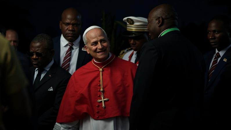 O papa Leão 14 após chegar a Iaundé, em Camarões, durante sua viagem a países africanos