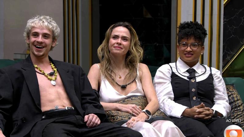 Juliano Floss, Ana Paula Renault e Milena Moreira na final do BBB 26