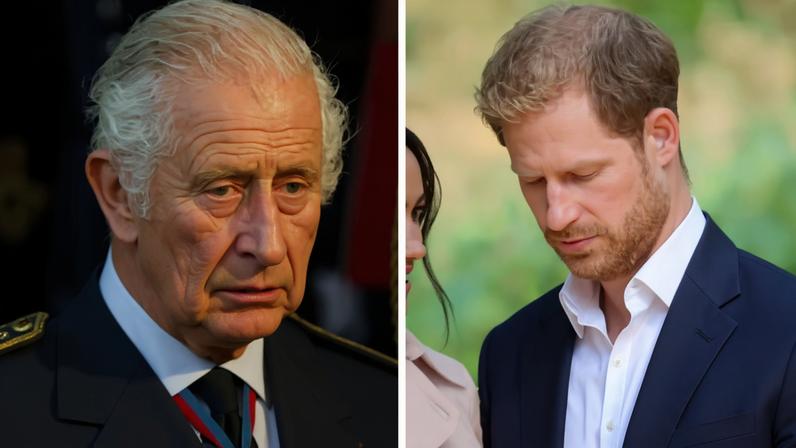 O Rei Charles III e o casal composto pelo Príncipe Harry e a atriz e Duquesa Meghan MArkle — Foto: Getty Images
