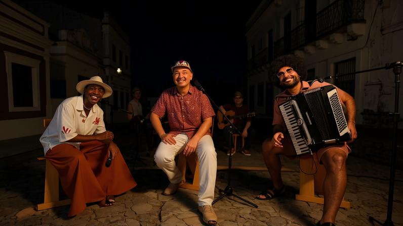 Jota.pê (esq.), João Gomes e Mestrinho, que fazem show no Allianz Parque com 'Dominguinho'