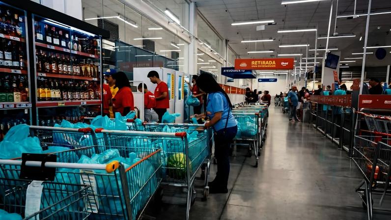 Assaí é supermercado atacadista preferido de moradores de São Paulo, aponta Datafolha; na foto, operação da rede para atender pedidos pelo iFood em unidade da zona sul da capital