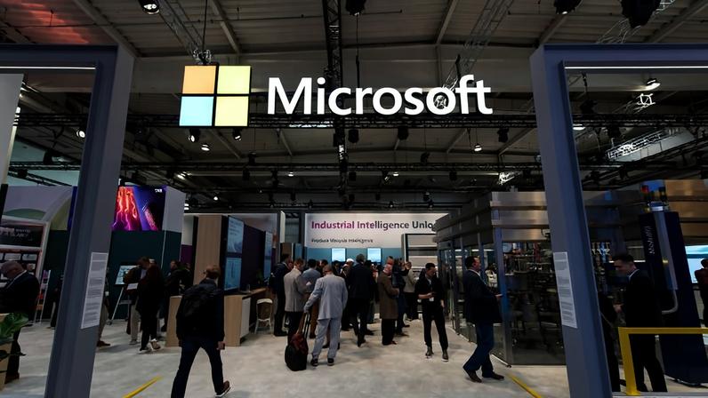 Exposição da Microsoft na Hannover Messe de 2026, na Alemanha