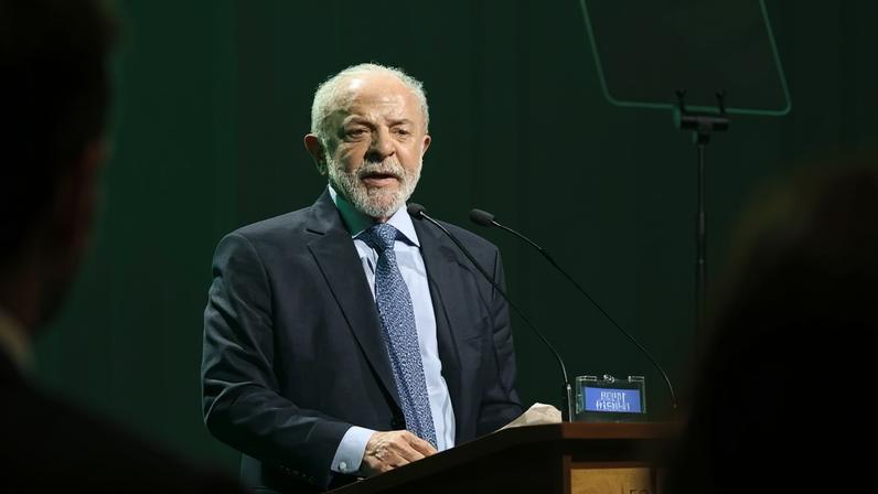 Lula durante discurso na Hannover Messe, na Alemanha