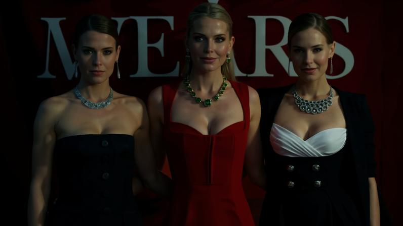 Lady Amelia Spencer, Lady Kitty Spencer, Lady Eliza Spencer e Anne Hathaway no evento de lançamento de O Diabo Veste Prada 2 (2026), em Londres, em 22 de abril de 2026 — Foto: Getty Images