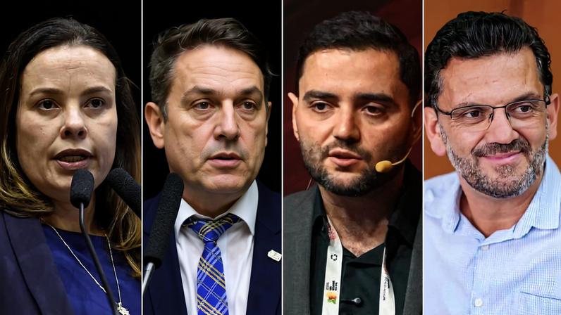 Juliana Brizola (PDT), Luciano Zucco (PL), Gabriel Souza (MDB) e Marcelo Maranata (PSDB), pré-candidatos ao governo do Rio Grande do Sul