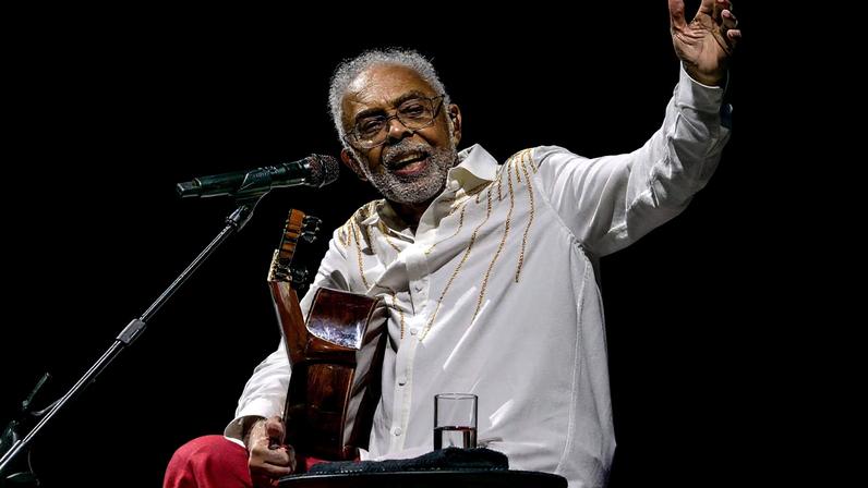 Gilberto Gil durante a última apresentação da turnê "Tempo Rei" no Allianz Parque, em São Paulo