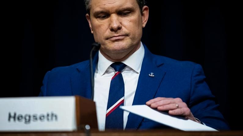 O secretário de Defesa, Pete Hegseth, durante audiência no Senado