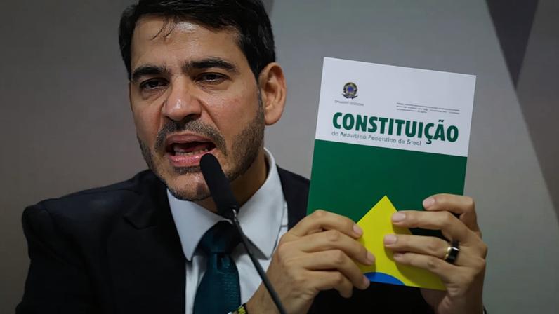 O advogado-geral da União, Jorge Messias, durante sabatina no Senado