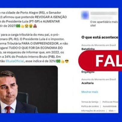 Flávio Bolsonaro não afirmou revogar isenção do IR nem subir impostos em 7%