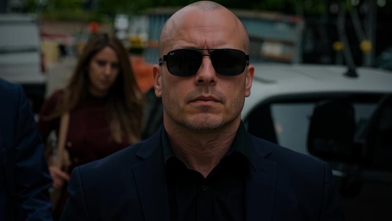 Gannon Ken Van Dyke, walks with his attorneys near a federal court building in New York on 28 April 2026.