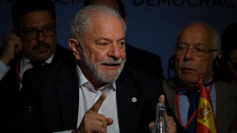 Presidente da República, Luiz Inácio Lula da Silva, durante 4.ª Reunião de Alto Nível do Fórum em Defesa da Democracia, em Barcelona - (crédito: Ricardo Stuckert / PR)