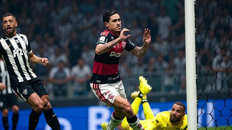 Contra o Atlético, Pedro marcou duas vezes na goleada do Flamengo - (crédito: Foto: Gilvan de Souza/Flamengo)