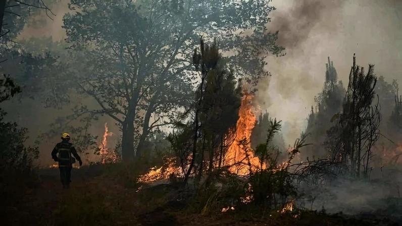 Incêndios florestais de muita gravidade e imensa extensão, como esse na França, têm se tornado cada vez mais comuns — e assustadores — na Europa devido às mudanças climáticas - (crédito: AFP)