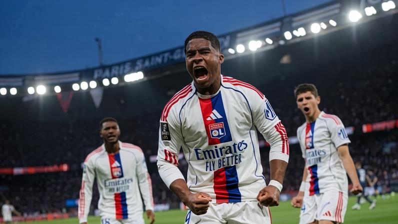 Endrick vibra após fazer uma pintura de gol de bicicleta em vitória do Lyon sobre o PSG em pleno Parc des Princes - (crédito: Foto: Divulgação / Olympique Lyonnais)