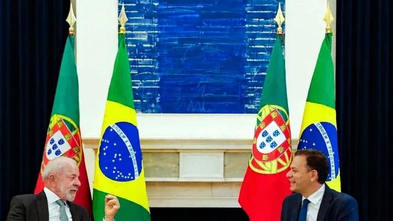 "Tem vindo o setor de classe média, que tem comprado casas aqui em Portugal, e tem vindo muita gente para trabalhar", disse Lula a Montenegro. - (crédito: Ricardo Stuckert/PR)