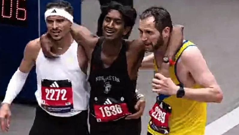 Brasileiro ajuda atleta em colapso e cruza a linha em Boston - (crédito: Reprodução )