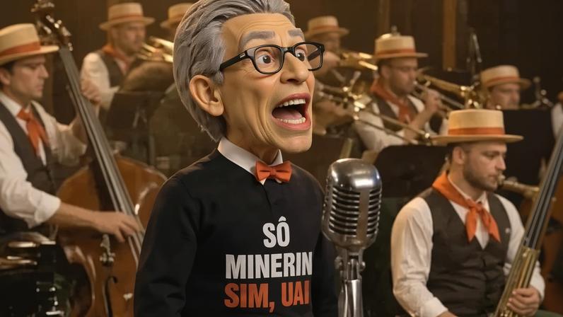 Boneco de Zema usado em peças pré-campanha - (crédito: X/Reprodução)