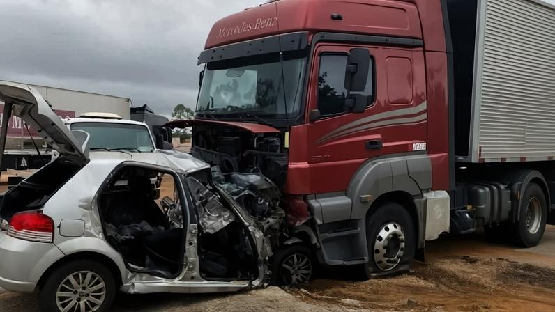 Fiat Palio com placa de São Paulo seguia para a Bahia. Ninguém sobreviveu ao acidente - (crédito: Fotos: Divulgação/CBMMG)