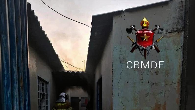 Moradores de residências vizinhas precisaram evacuar o local, no Riacho Fundo II - (crédito: Divulgação/CBMDF)